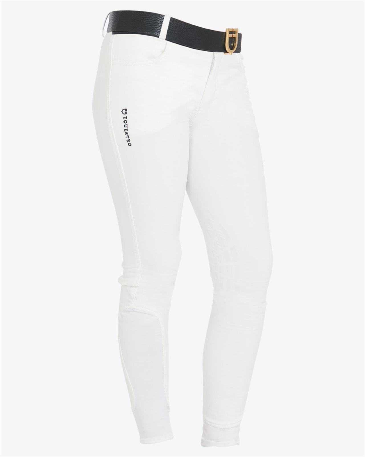 Pantalón unisex EQUESTRO color blanco, grip rodilla, tallaje infantil